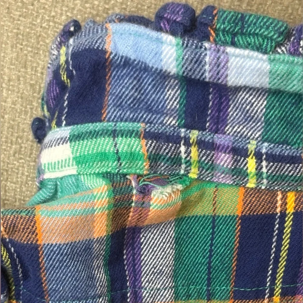 Ralph Lauren Baby Girl Blue/Green Plaid Flannel Ruffle Shirt Dress 18mon